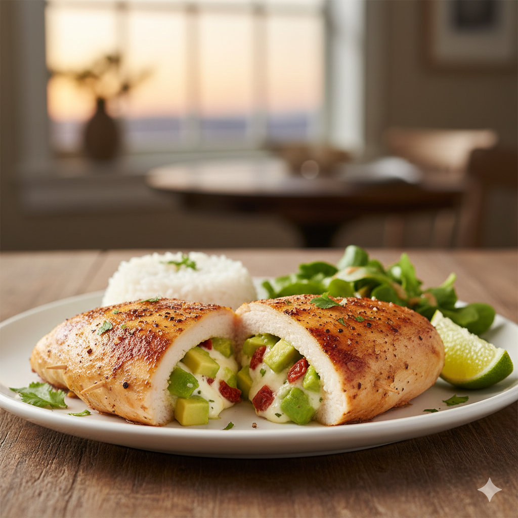 Avocado and Pepper Jack Stuffed Chicken Breast